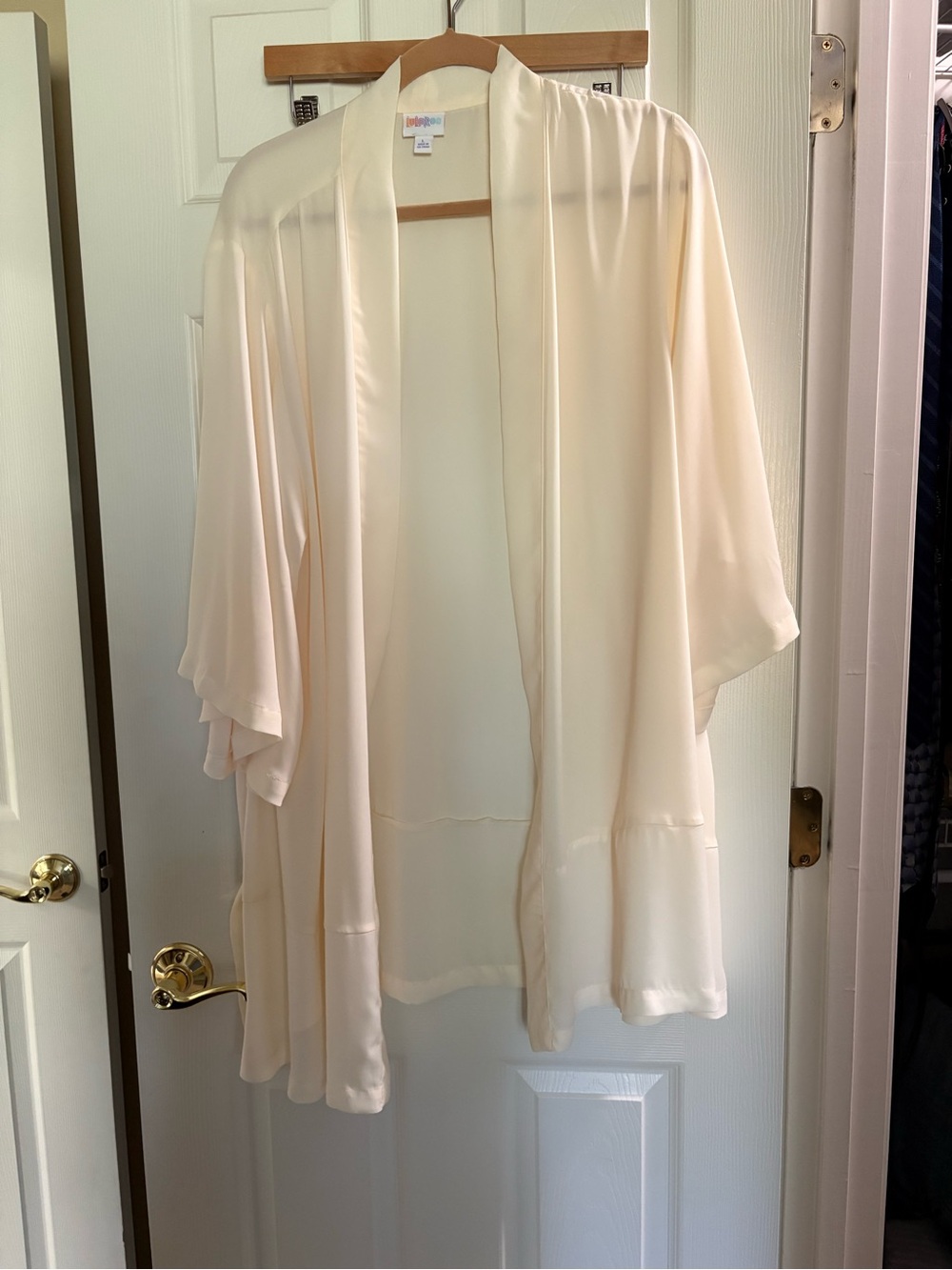 LuLaRoe Cream Satin Open Kimono